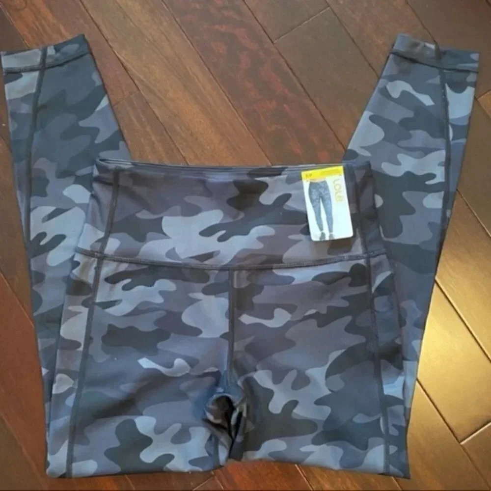 Lolë Activewear Workout Leggings Gym Grey Black Camouflage Print  Small NWT - Picture 7 of 12